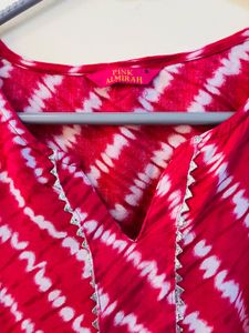 Vibrant Pink &amp; White Striped Kurta
