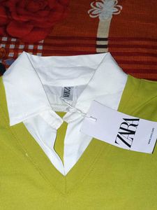 Lime Green Long Sleeve Top with Collar very new to