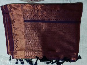 Elegant purple copper Sitlk Saree with Intricate W