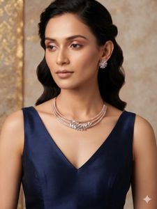Elegant Cz Choker Necklace &amp; Earrings Set