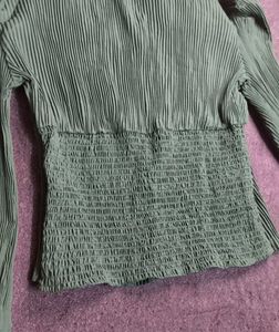 Green Pleated Button-Up Top &amp; Denim Jeans