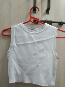 White Knit Sleeveless Top