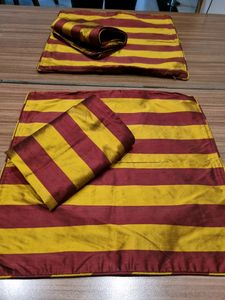 PAIR SILK NEW CUSHION COVER 16"X16" GOLD MAROON