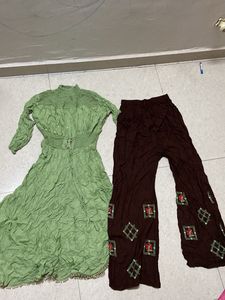 Elegant Green Kurta Set with Embellished Pants