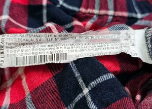 Pull&amp;Bear Plaid Off-Shoulder Cropped Blouse
