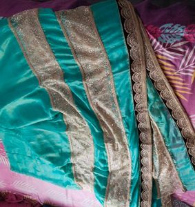 Beautiful Teal Saree with Embellished Border🔥✨