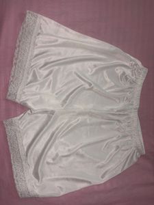 White Lace Trimmed Slip Shorts