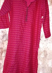 pink Printed Cotton Kurthi