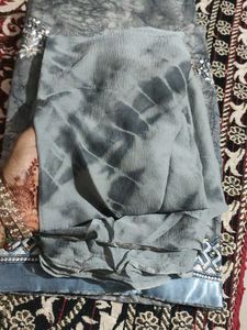 Grey Embroidered unstitched suit material