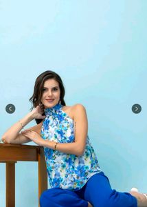 Floral Halter Neck Sleeveless Top