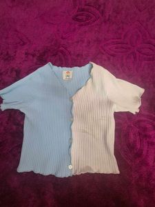 Colorblock V-Neck Cropped Cardigan