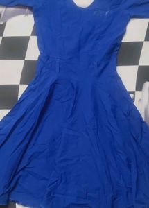 Vibrant Blue A-Line Midi Dress