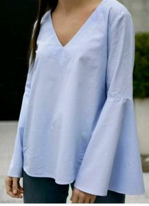 Zara Striped Bell Sleeve Top
