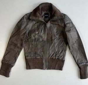 Vero Moda Fitted Brown Leather Bomber Jacket