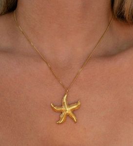 Gold Starfish Pendant Necklace