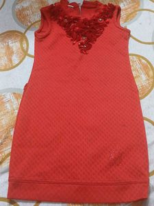 Red Embellished Sleeveless Dress