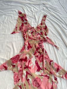 pink Flowy Ruffle  Dress