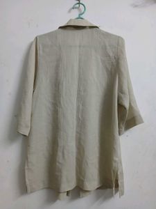 Beige Linen Blend Lightweight Jacket