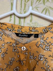 Yellow Floral Tie-Front Blouse