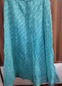 Teal &amp; Silver Striped Skirt
