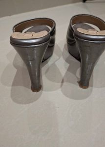 Metallic Wedge Mules