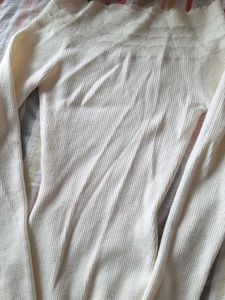 Ribbed Off-Shoulder Cream Dress