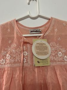 💖 Peach Cotton Tunic for Girls | Delicate Floral