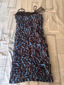 Ruched Zebra Print Mini Dress