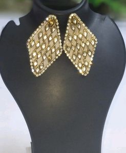 Eyerring square forehead metal kundan Crystal Pear