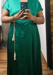 Emerald Green Midi Wrap Dress