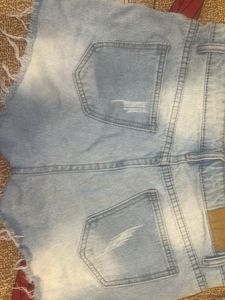 Light Wash Distressed Denim Shorts
