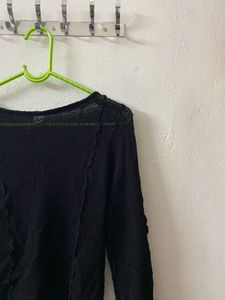 H&amp;M Sheer Black Long Sleeve Top