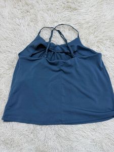 Stylish Blue Twist Front Tank Top