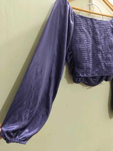 Purple Ruched Long Sleeve Top
