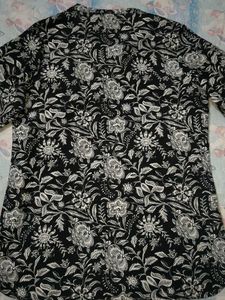 Floral Printed Band Collar Straight Short Kurti