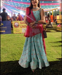 Light Blue Embroidered Lehenga Set