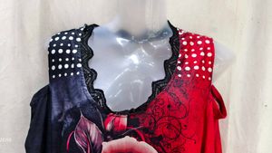 Women's Rose Print Cold Shoulder Top