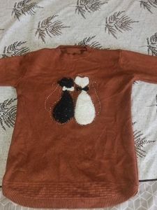 Cute Cat Design Brown Sweater