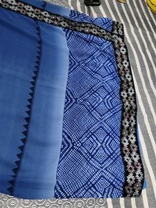 Blue Saree with Embellished Border