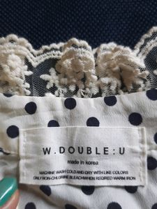 NAVY BLUE POLKADOT FULL BUTTON DRESS