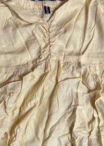Cute Yellow Ruffled Square Neck top