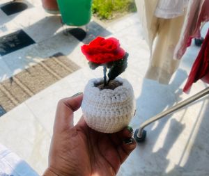 Handmade Crochet Rose Plant Decor