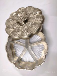Plastic Silver Paan / Dryfruits Box - 15x7cm