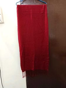 Elegant Red Dupatta with Tassels
