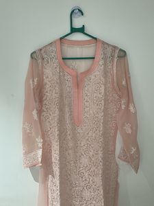 Elegant Peach Chikankari Kurta