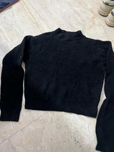 Black Knit Mock Neck Sweater