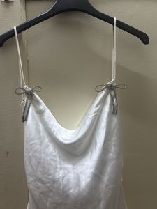 ZARA white dress with silver bows