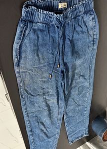 Women's Blue Denim Jogger Pants