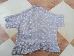 Striped Ruffle Hem Shirtn
