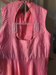 Elegant Pink Gown with Embellished Neckline